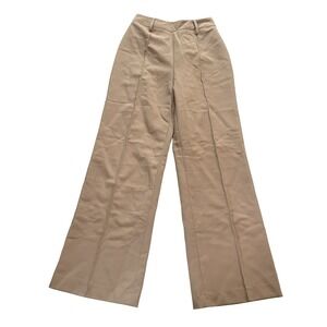YUYU Women's Size S Tan Wide Leg Trousers Pants Front Seam Zip Capsule Modern
